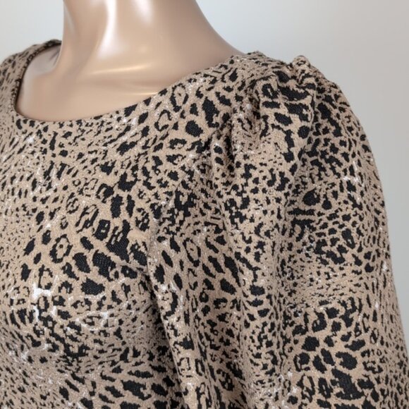 Maeve Anthropologie Leopard Print Dress Open Tie Back Puff Sleeve Ruffle Flounce - Picture 6 of 15